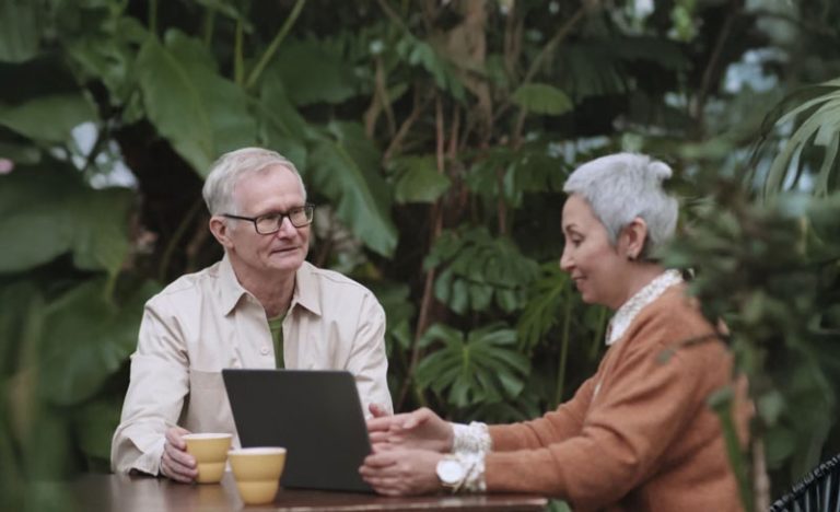 Two people chatting