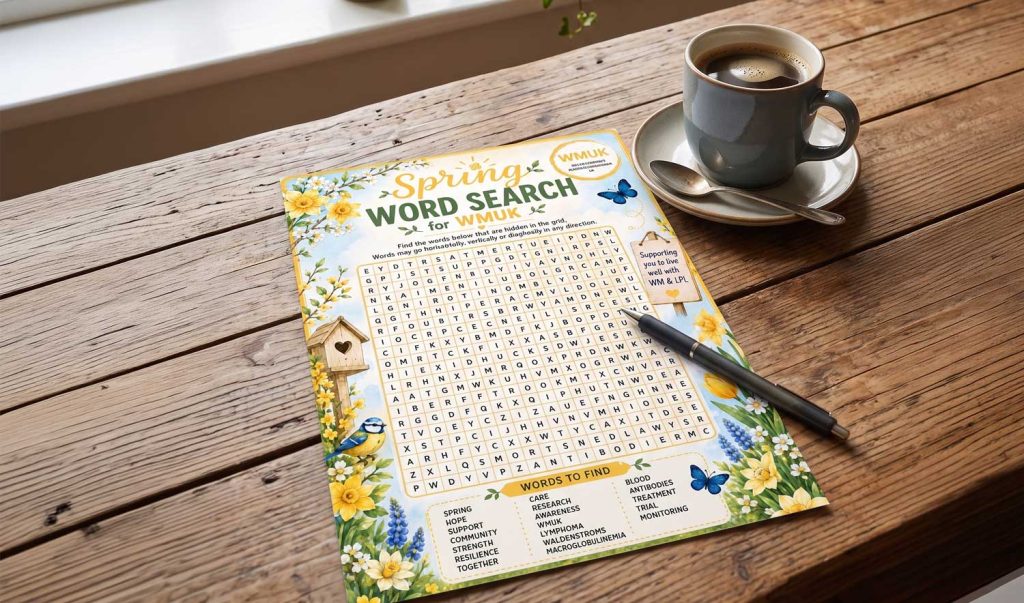WMUK Wordsearch on a kitchen table