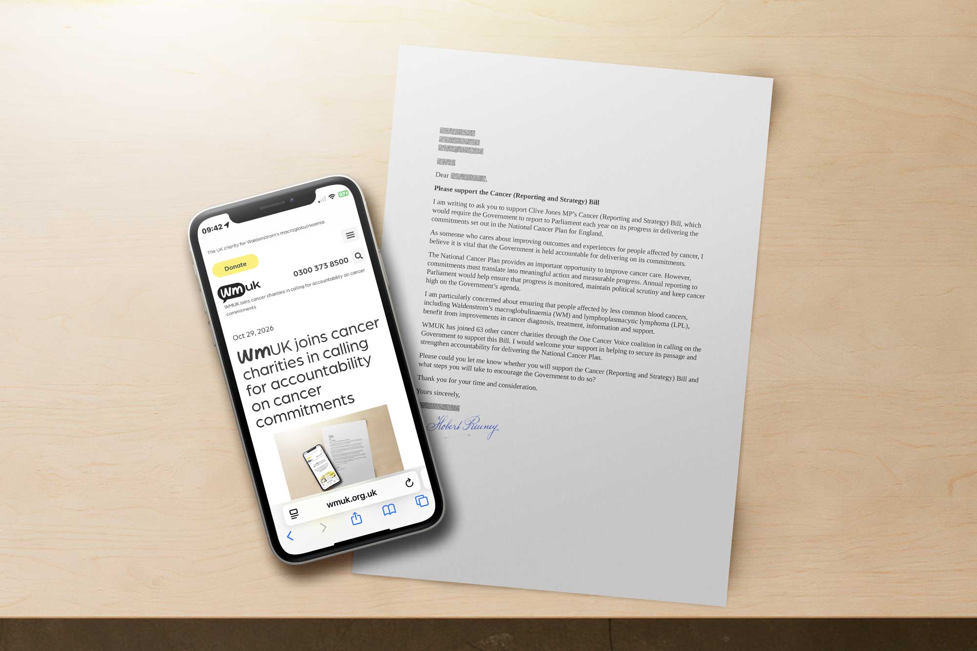 Image of letter on a table